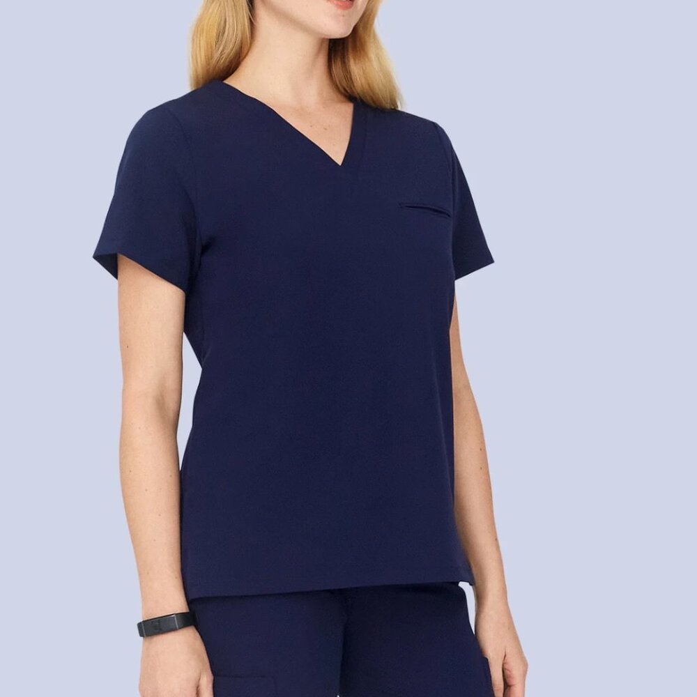 Mandala scrubs one pocket top- Navy, XSmall